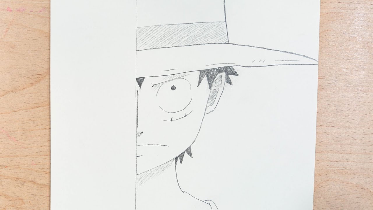 Desenhos de anime fáceis, Como desenhar metade do rosto Luffy fácil passo  a passo