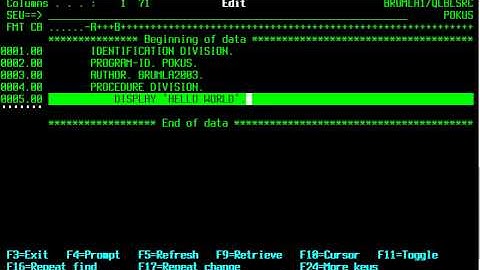 Hello world in Cobol