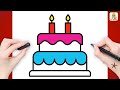 Birt.ay cake drawing in easy steps  lets learn how to draw birt.ay cake