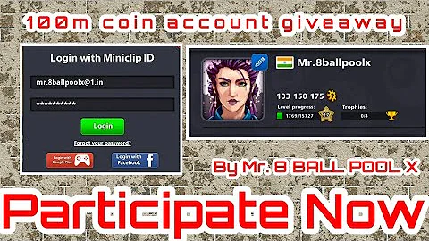 100m Account Giveaway for all || By Mr. 8 BALL POOL X