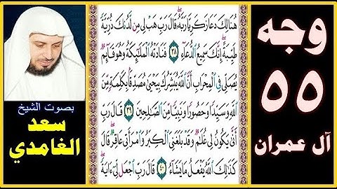 صفحة 55 سورة آل عمران || سعد الغامدي || هنالك دعا زكريا ربه قال رب هب لي من لدنك ذرية طيبة إنك سميع