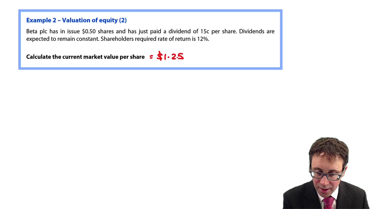 Equity valuation - no growth - CIMA F3 lecture