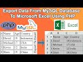 Export data from mysql to excel using php  php mysql excel tutorial