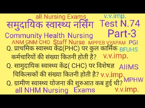सामुदायिक स्वास्थ्य नर्सिंग (Community Health Nursing Part-3)UPNHM ANM-GNM Staff Nurse Exams CHO