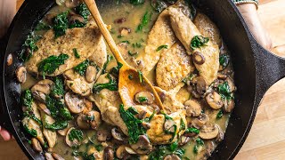 Creamy Garlic Mushroom Chicken | One Pan Recipe!