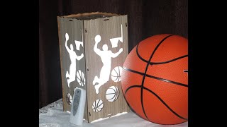Basketball Wooden Night Light Custom Name , Remote Control 153060 Auto On Off