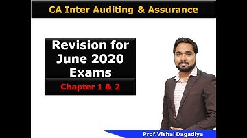 CA Inter Audit Revision June 2020 exams | Chapter 1 & 2 | Prf.Vishal Dagadiya