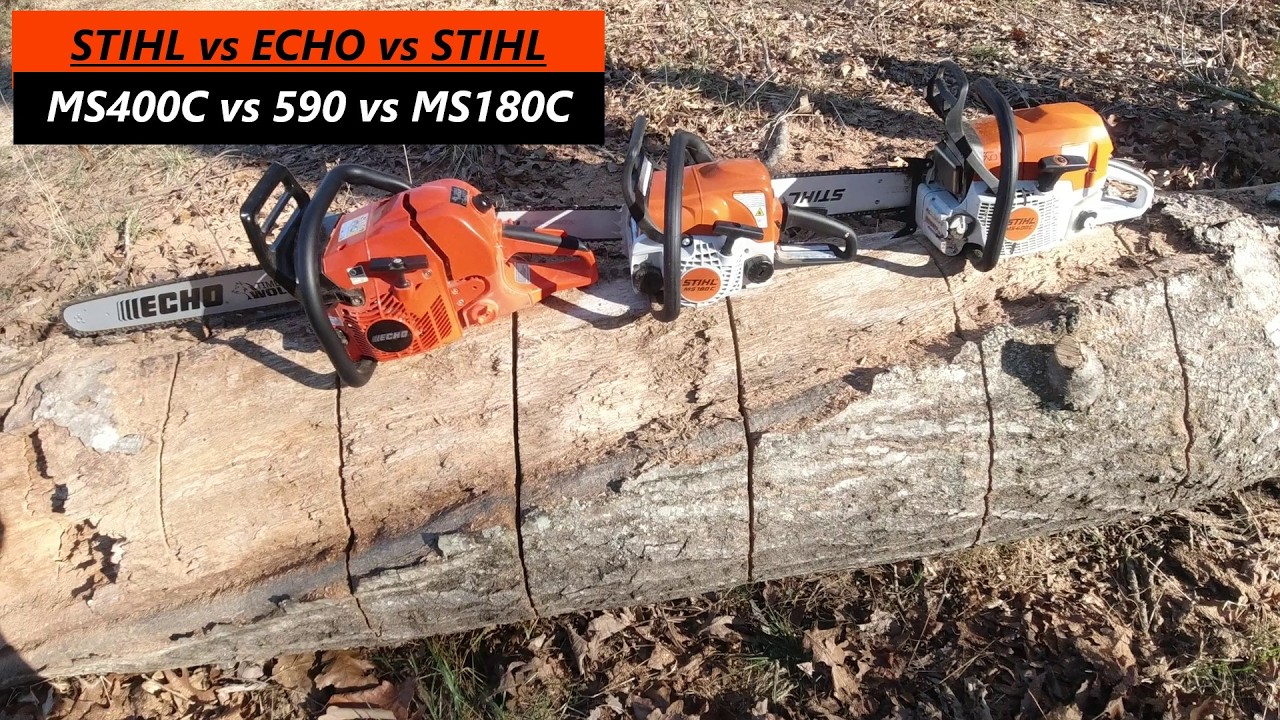 Stihl MS400C vs Echo CS-590 vs Stihl MS180C vs Oak Log - YouTube