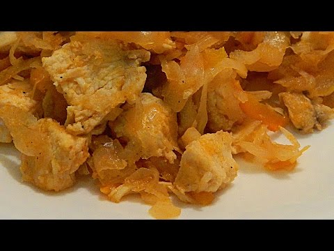 Капуста тушеная с курицей в мультиварке скарлет