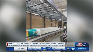 Georgia Pacific paper mill works to meet demands of their paper towel and toilet paper