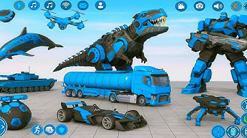Blue Dolphin Robot Car Crocodile Drone Transform City Wars - Android Gameplay