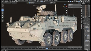 Armored personnel carrier (Stryker M1126) 3D modeling process. Blender timelapse.
