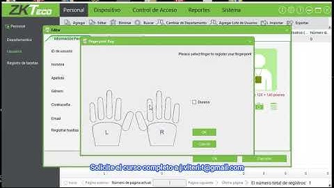 Registro de huella de usuario zk access 3.5