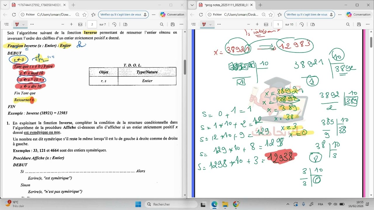Exercice 1 Informatique Bac Scientifique 2024 
