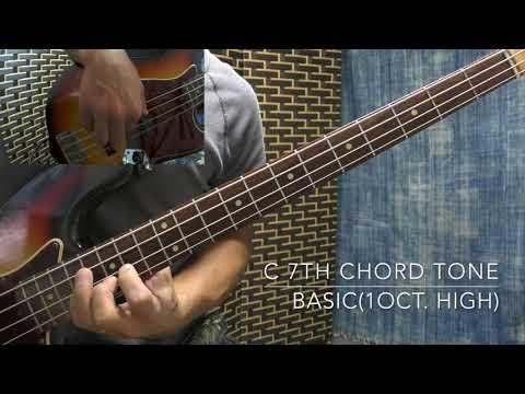 【ベース　練習】基礎練習 - C 7th Chord Tone - 基本形 1オクターブ上【thebassman】