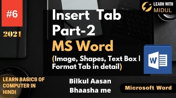 MS Word Insert Tab part 2 in hindi | How to insert image, shapes and text box | Format tab in detail