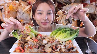 ตำถาดรวมทะเลมาทั้งกุ้งสด ปูม้า หอยแครง หมึก อร่อยแซ่บนัวถึงพริกถึงปลาร้า