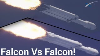 Falcon Heavy Demo and Falcon Heavy Arabsat-6A Side-by-side comparison!