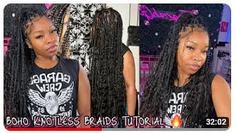 BOHO KNOTLESS BRAIDS TUTORIAL＊CROCHET METHOD＊｜ Water Wave BULK HUMAN HAIR Ft Ywigs #protectivestyles