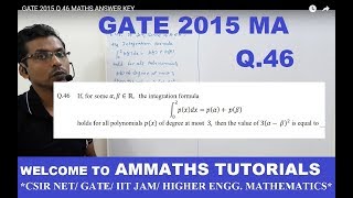 GATE-2015 Q.46 MATHS ANSWER KEY, INTEGRATION PROBLEM