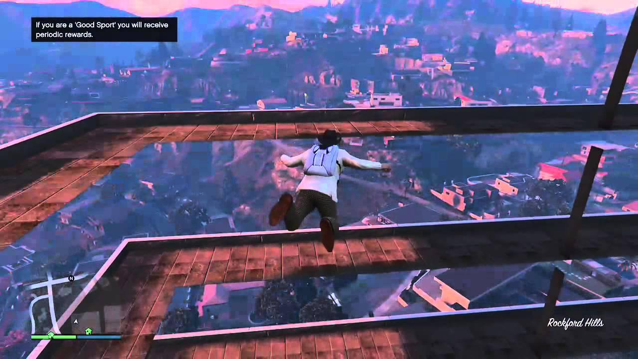 GTAV spawn in apartment, parachute through floor. YouTube