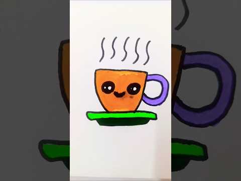 Easy cute Cup ☕ Drawing with hot water 💧💦#cute by Let's Discover The Arts