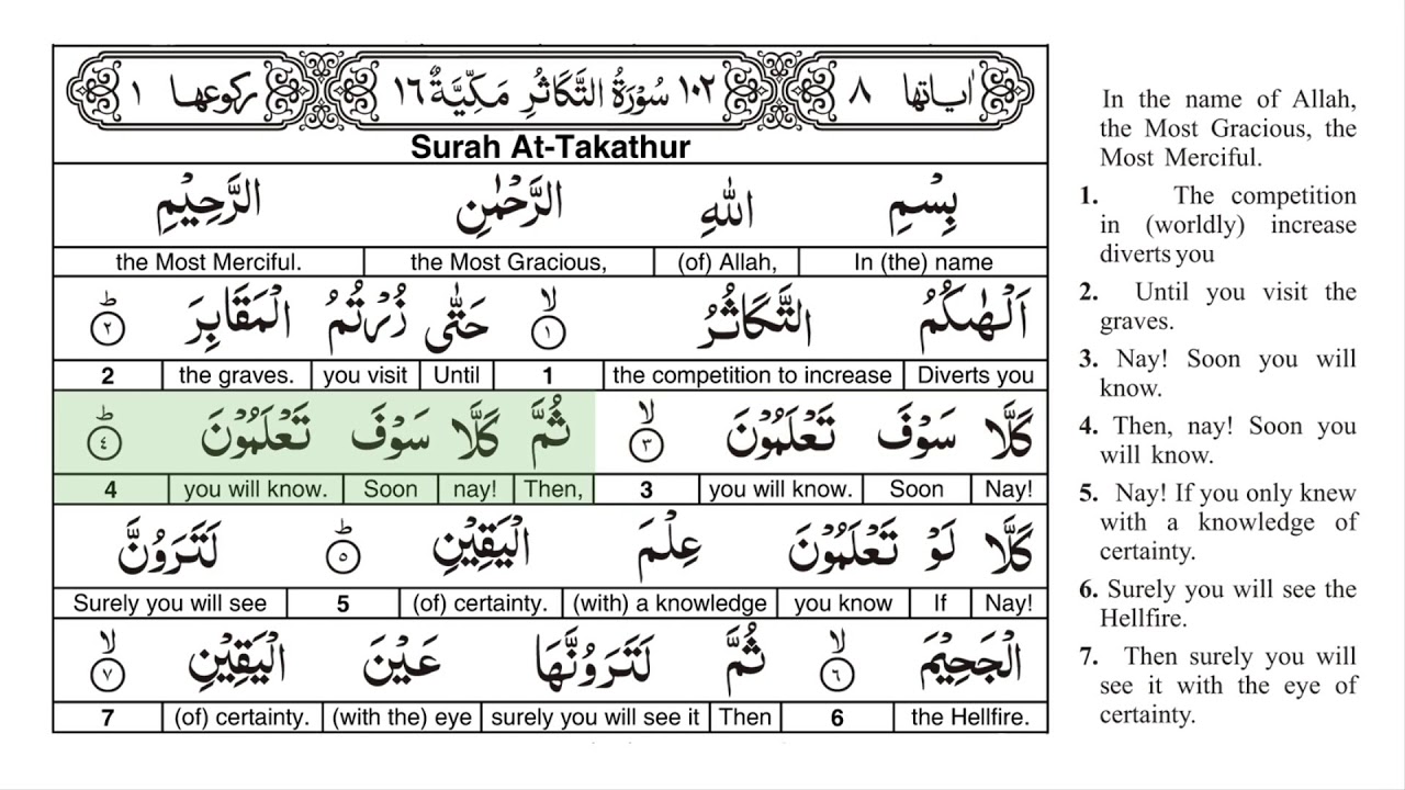 Surah 102 Translation Surah 102 Translation