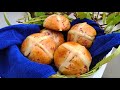 Пасхальные Крестовые булочки с КЛЮКВОЙ.  Hot Cross Buns Recipe Пасхальный кулич выпечка