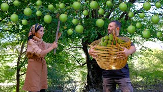 Harvesting Walnuts from the Forest, Making Walnut Jam and Nutty Pastry! Daily Life in the Village