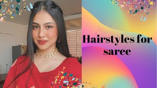 3 easy hairstyles you can carry with a saree #shorts screenshot 5