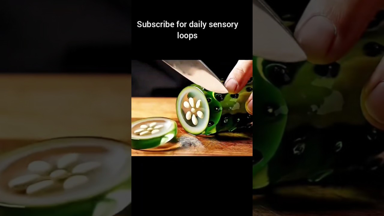 Glass Cucumber Cutting ASMR | Crisp Slice & Satisfying Knife Sounds