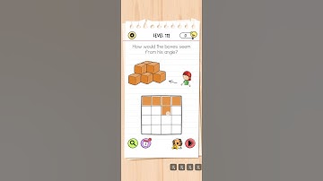 Brain test level 112 , Brain out , How would the boxes seem from his angle?