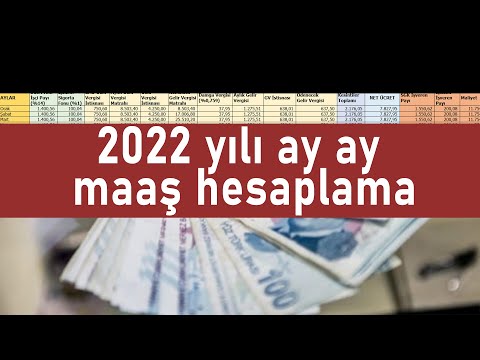 2022 yılı maaş hesaplama, ay ay gelir vergisi hesabı excel