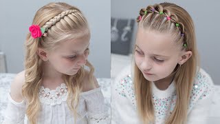 DOS PEINADOS FACILES PARA NIÑAS EN DIADEMA - LIGAS VS TRENZAS -  PEINADOS FACILES