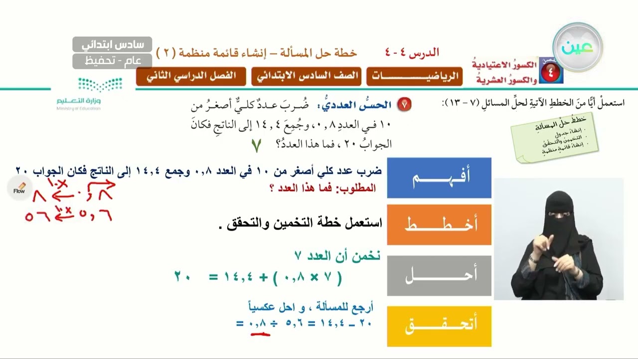 خطة حل المسألة : إنشاء قائمة منظمة (2) - الرياضيات - سادس ابتدائي