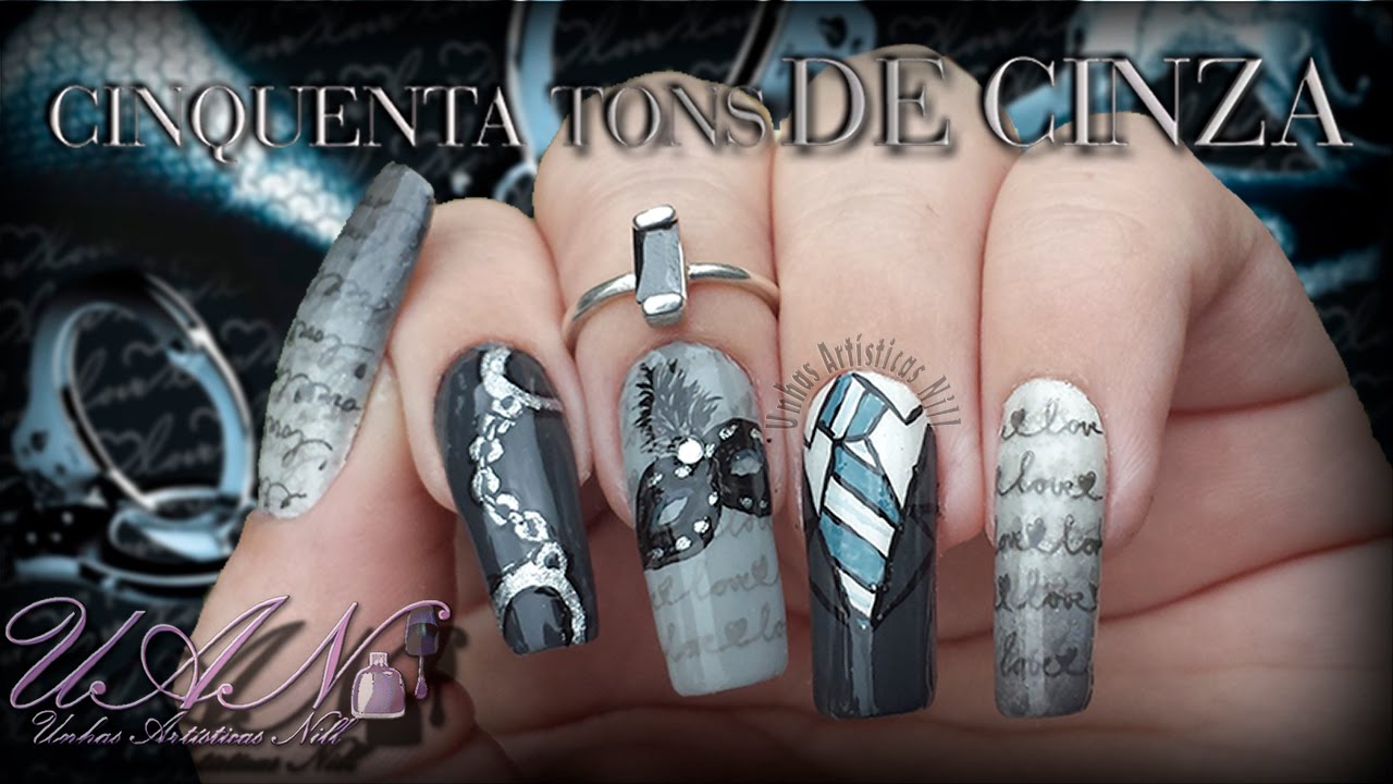 Nail Art Cinquenta tons de cinza - Unhas Artísticas Nill