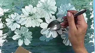 How to paint Flowers with a spoon/ The Art of Painting Flowers