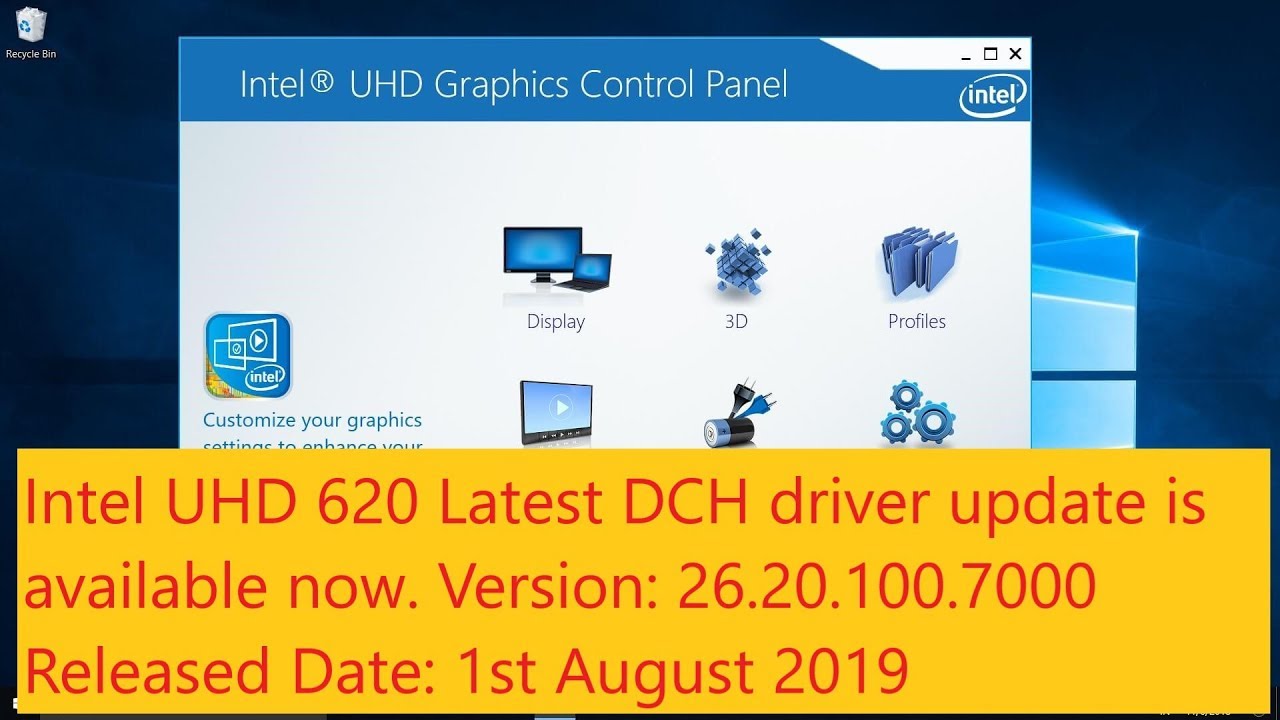 intel uhd graphics 620 driver windows 10