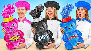 Merah Muda Vs Hitam Vs Makanan Biru Warna Memasak Tantangan Multi Do Challenge