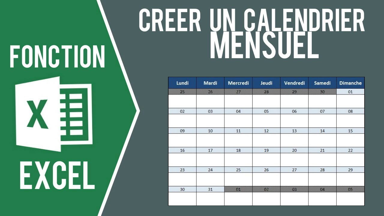 Excel Creer Un Calendrier Mensuel Automatique Fichier A Telecharger Youtube