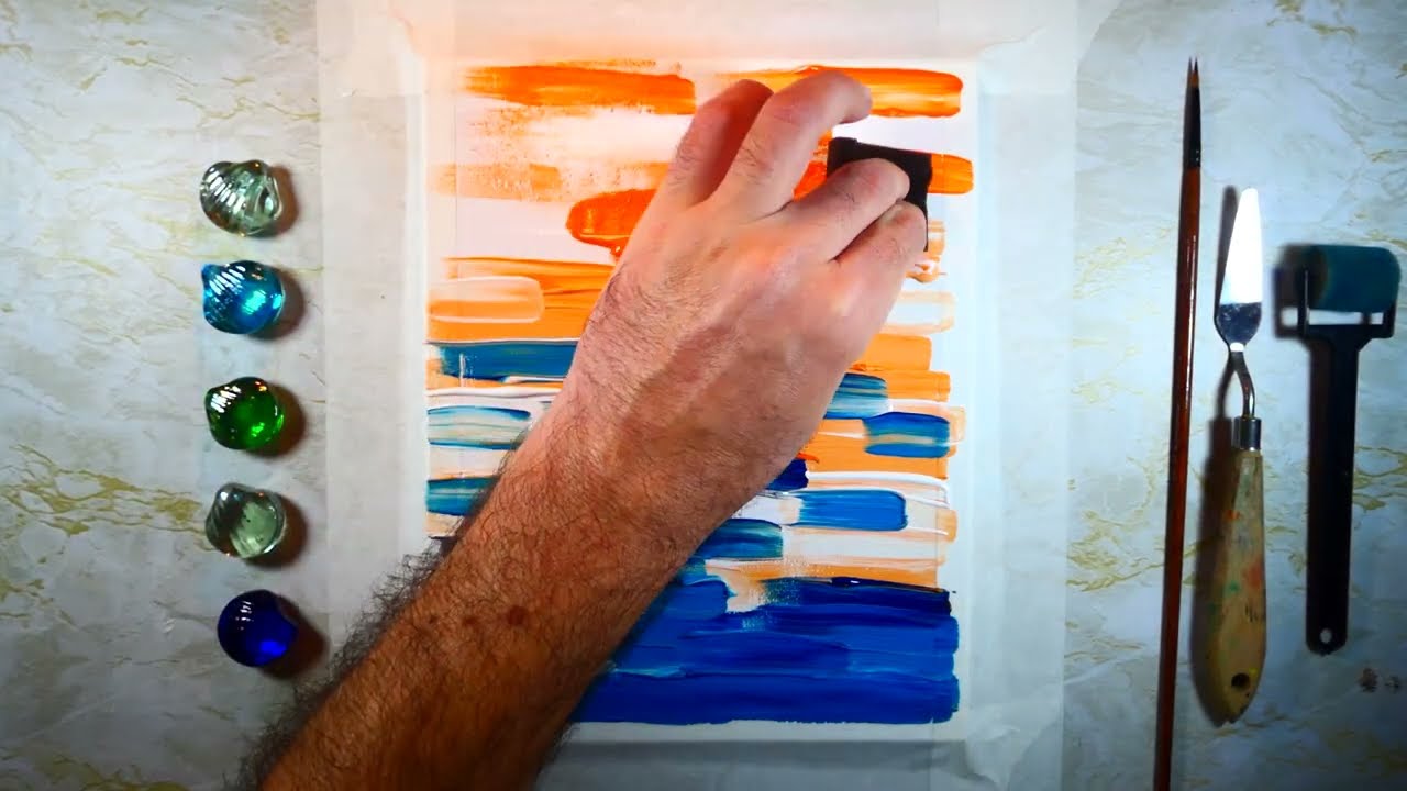 Sunset & River Painting / Abstract Landscape Art | Deep Forest Vibes