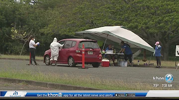 Drive-thru testing in Kalihi