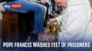 Watch live: Pope Francis takes part in traditional Holy Thursday washing of the feet ceremony