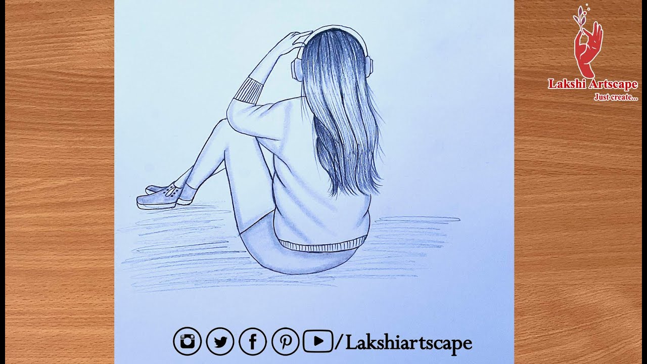 How to draw a girl with headphones idea | How to draw a girl with ...