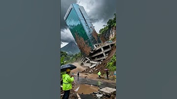 Detik-Detik Longsor Hebat Runtuhkan Gedung dan Jalan Raya #viral #shorts
