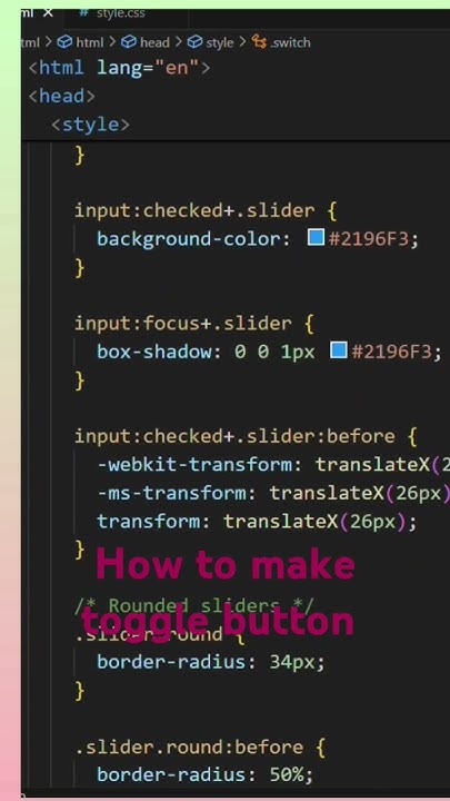 How to make toggle button in CSS & HTML. #codingtutorial #css #html # ...