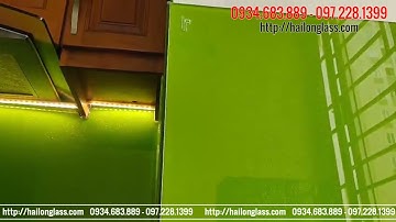 Kính Ốp Bếp Màu Kim sa Xanh Non