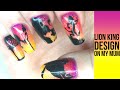 Lion King Sculpted Ombre Nails and Hand Painted Design