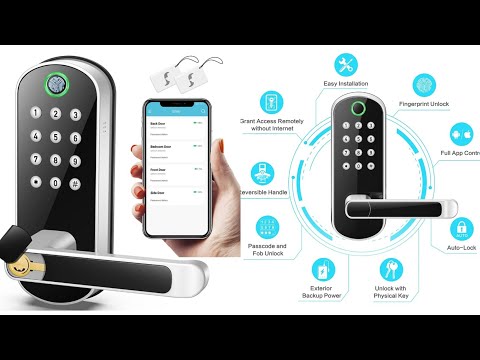 Розумний замок дверей з відбитком пальців біометричний електрозамок з клавіатурою, паролем, ключами та картами, видео 5