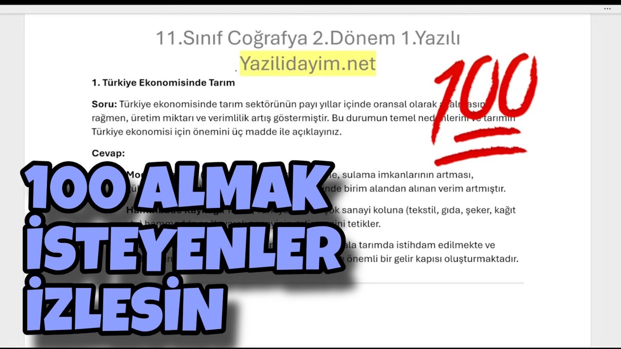 11.Sınıf Coğrafya 2.Dönem 1.Yazılı